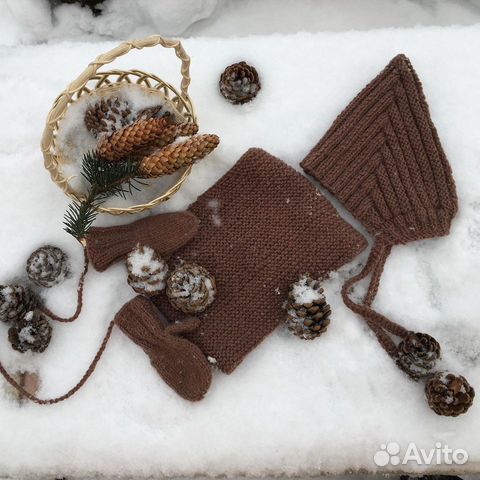 Шапочка для мальчика, снуд и варежки на возраст 12