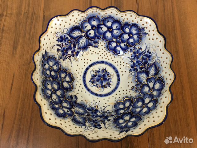 Ваза Большая Фарфор Гжель Позолота 33см Новая