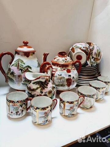 Сервиз кутани япония начало 20 века тонкий, костян