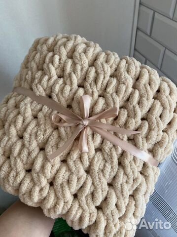 Плед детский вязаный, ализе пуффи