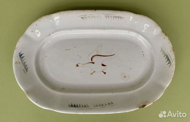 Тарелка с Гусем довоенное Конаково Ефимов