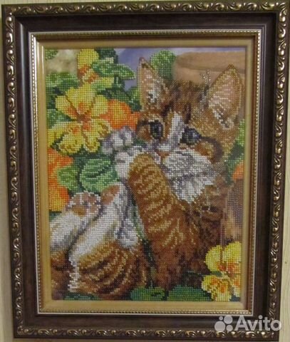 Картина бисером Котик