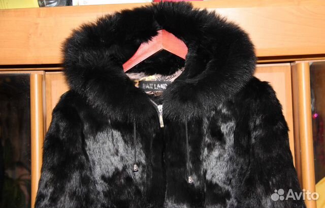Шуба черная автоледи капюшон песец на молнии