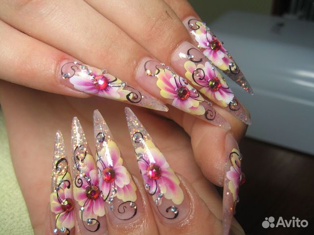 Наращивание ногтей маникюр гель лак