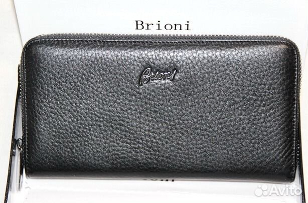 Мужской кожаный клатч портмоне Brioni new black