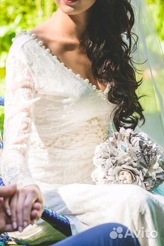 Свадебное платье в стиле бохо ручной работы хs