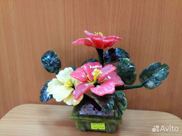 Цветы-бонсай из натурального камня
