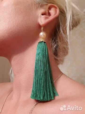 Серьги-кисти вискоза цвет бордовый