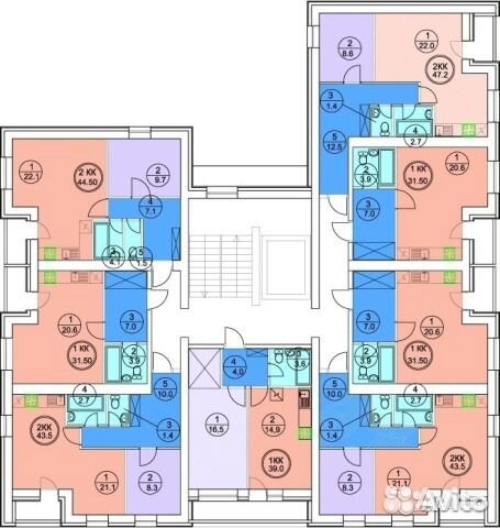2-к квартира, 44.5 м², 9/9 эт.