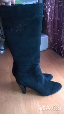 Сапоги замшевые на узкую ножку