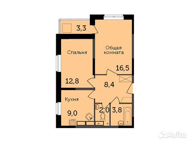 2-к квартира, 54.2 м², 19/19 эт.