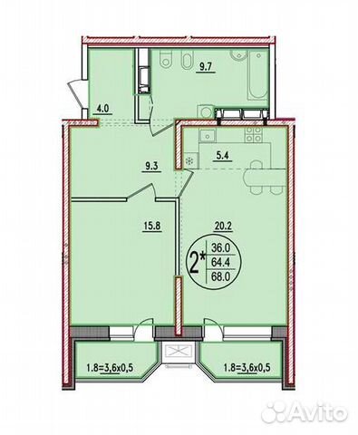 2-к квартира, 71 м², 15/23 эт.