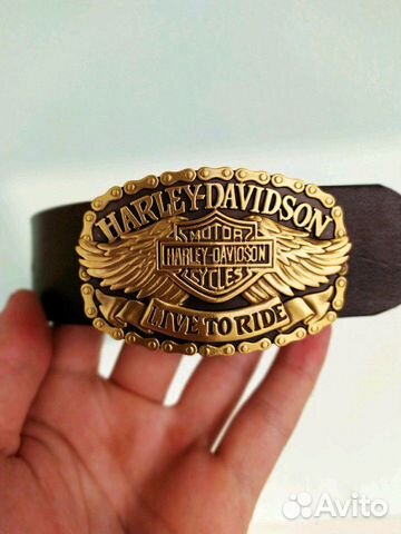 Кожаный ремень ручной работы. Harley-Davidson