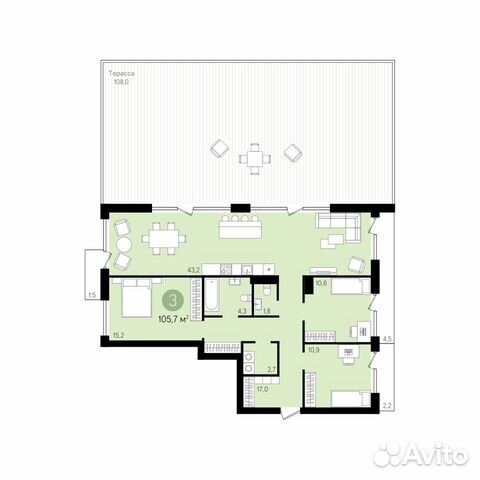 3-к квартира, 105.9 м², 9/9 эт. 3-к квартира, 105.9 м², 9/9 эт.