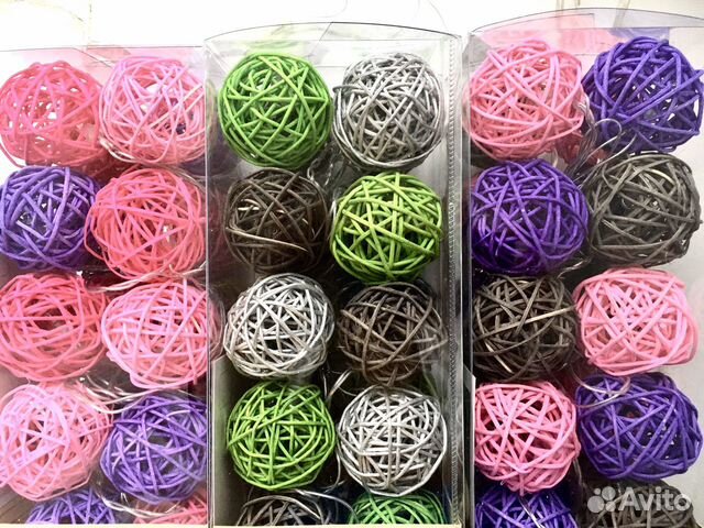 Новогодние шарики из ротанга, гирлянда, украшение