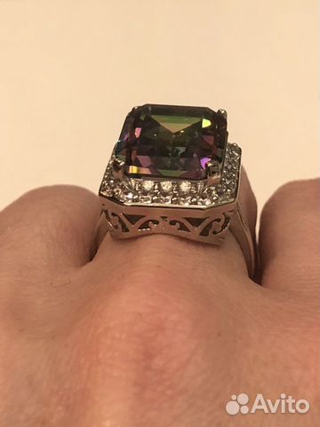 Кольцо с «топаз мистик» и цирконием