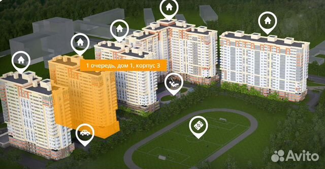 1-к квартира, 43.5 м², 18/19 эт. 1-к квартира, 43.5 м², 18/19 эт.