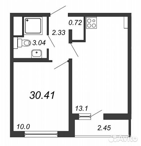 1-к квартира, 30.4 м², 12/13 эт.