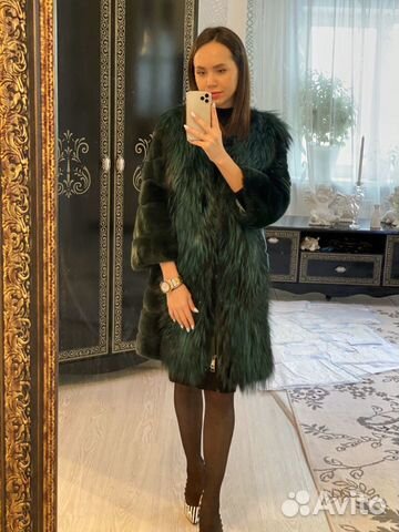 Шуба стриженная норка + песец