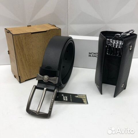 Мужской набор ремень + ключница из кожи Montblanc Мужской набор ремень + ключница из кожи Montblanc