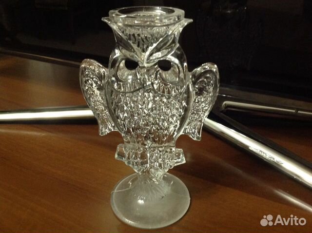 Сова Хрустальная -подсвечник 60-е годы СССР