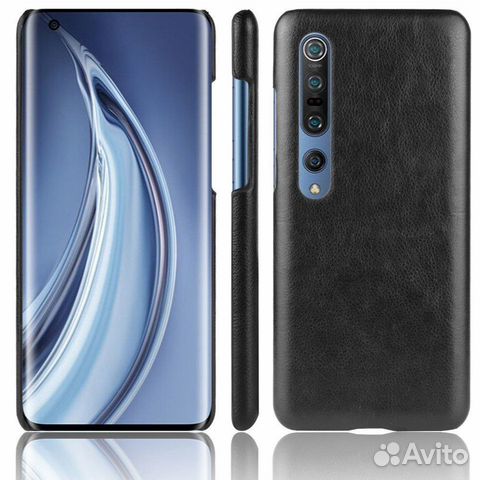 Кожаный чехол для Xiaomi Mi 10 / Mi 10 Prо черный Кожаный чехол для Xiaomi Mi 10 / Mi 10 Prо черный