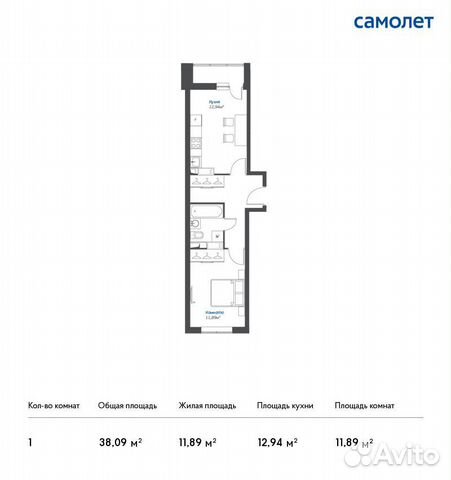 1-к квартира, 38.1 м², 9/17 эт. 1-к квартира, 38.1 м², 9/17 эт.