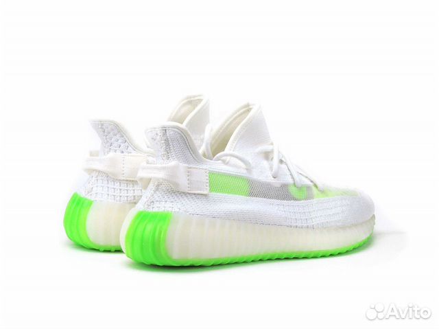 Adidas Yeezy Boost 350 V2 белые на зеленой подошве Adidas Yeezy Boost 350 V2 белые на зеленой подошве