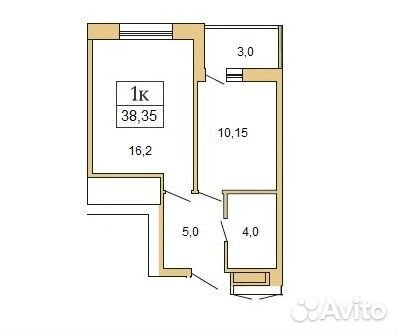 1-к квартира, 38.4 м², 7/16 эт. 1-к квартира, 38.4 м², 7/16 эт.
