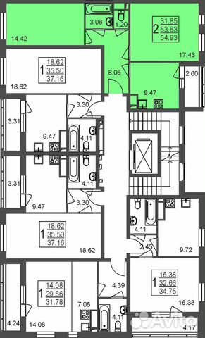 2-к квартира, 54.9 м², 7/8 эт. 2-к квартира, 54.9 м², 7/8 эт.