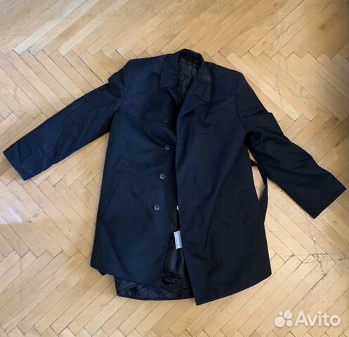 Плащ демисезонный, военный, темно-синего цвета Плащ демисезонный, военный, темно-синего цвета