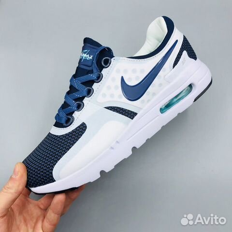Nike Air Max Zero белые синие с синим значком