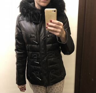 Куртка кожаная, кожаный пуховик