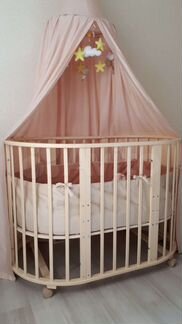 Бортик в детскую овальную кроватку и постельное бе