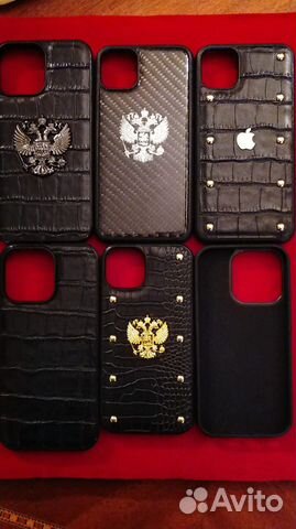 Чехол с гербом РФ на iPhone (карбон/крокодил)