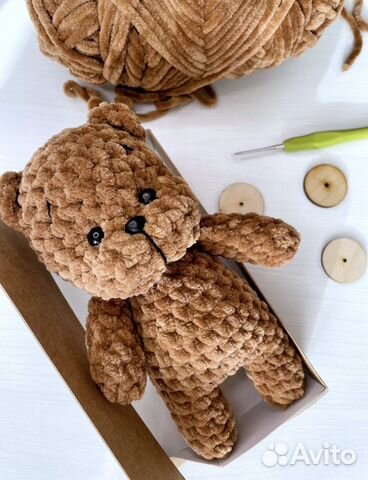 Вязаные игрушки, ладонный мишка, вязаный мишка