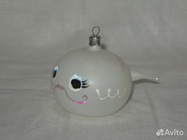 Елочная игрушка. Рыба-Кит. Стекло. СССР