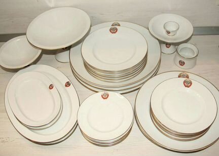 Кремлевский сервиз лфз 50-60гг, 31 предмета, герб