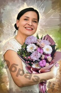 Портрет по фото на холсте