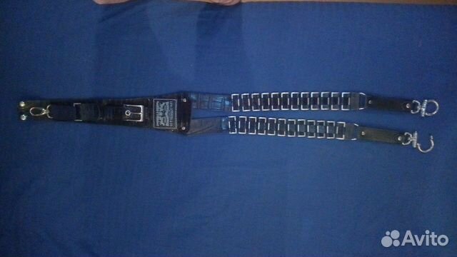 Подтяжки кожаные с металлическими элементами