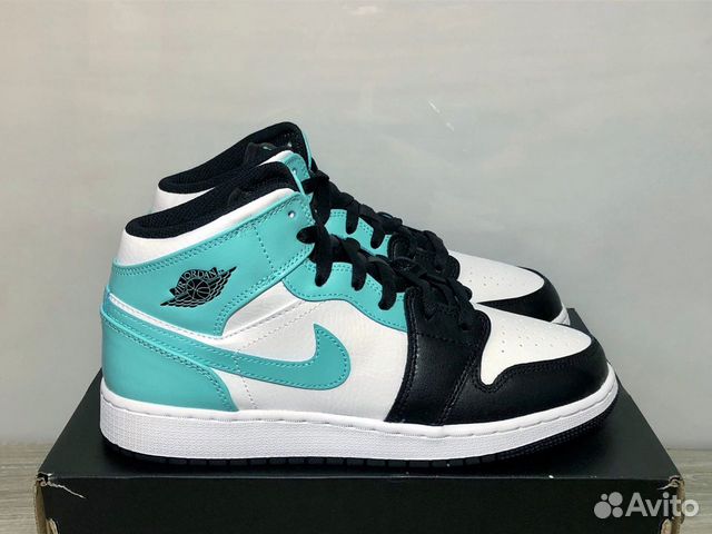 6us Air Jordan 1 Mid Green Blue Tropical Twist