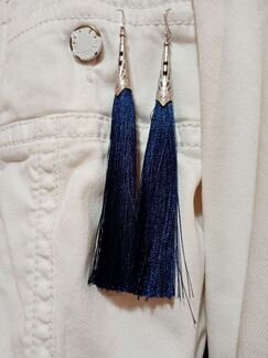 Сережки кисточки синие