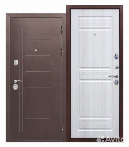 Дверь входная 10 см троя Медный антик Белый ясень