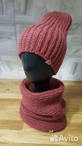 Шапка бини, снуд, ручная работа