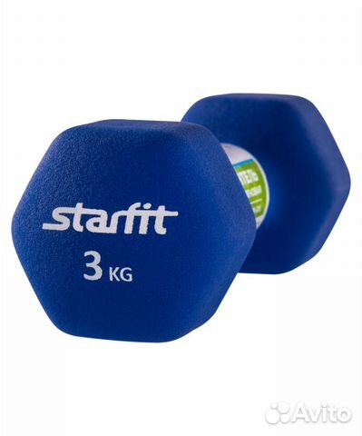 Гантель неопреновая DB-201 3 кг, синий, Starfit