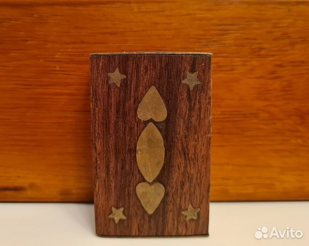 Спичечница деревянная с медной отделкой Европа