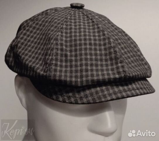 Кепка летняя лен, клетчатая восьмиклинка новая