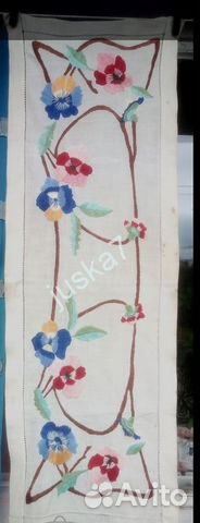 Вышивка Дорожка СССР Гладь Анютины глазки