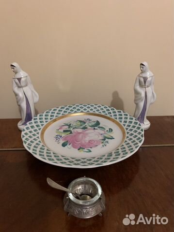 Тарелка СССР Дулево, статуэтки и солонка