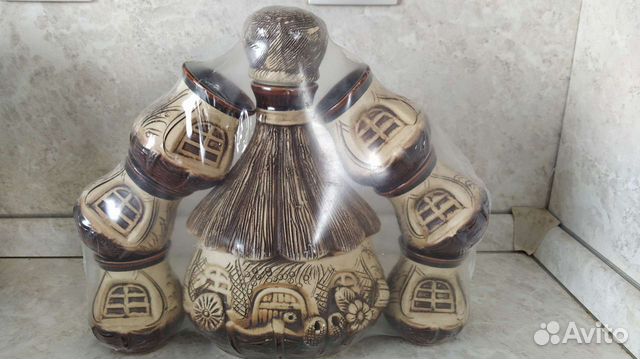 Набор графин и рюмки глиняный